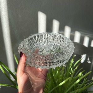 Vintage Heavy Clear Pressed Glass Ashtray